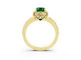 Yellow gold Emerald Cut Diamond Solitaire Ring with Shared Prong Pavé Band_3