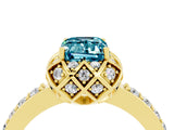 Yellow gold Emerald Cut Diamond Solitaire Ring with Shared Prong Pavé Band_4
