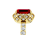 Yellow gold Emerald Cut Diamond Solitaire Ring with Shared Prong Pavé Band_5