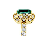 Yellow gold Emerald Cut Diamond Solitaire Ring with Shared Prong Pavé Band_5