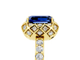 Yellow gold Emerald Cut Diamond Solitaire Ring with Shared Prong Pavé Band_5