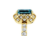Yellow gold Emerald Cut Diamond Solitaire Ring with Shared Prong Pavé Band_5
