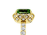 Yellow gold Emerald Cut Diamond Solitaire Ring with Shared Prong Pavé Band_5