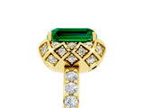 Yellow gold Emerald Cut Diamond Solitaire Ring with Shared Prong Pavé Band_5