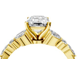 Yellow gold Emerald Cut Diamond Solitaire Ring with Side Stones and Four-Prong Setting_397