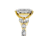 Yellow gold Emerald Cut Diamond Solitaire Ring with Side Stones and Four-Prong Setting_398