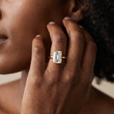 Yellow gold Emerald Cut Diamond Solitaire Ring with Six-Prong Setting and Classic Band_16