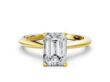 Yellow gold Emerald Cut Diamond Solitaire Ring with Six-Prong Setting and Classic Band_317