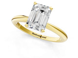 Yellow gold Emerald Cut Diamond Solitaire Ring with Six-Prong Setting and Classic Band_318