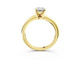 Yellow gold Emerald Cut Diamond Solitaire Ring with Six-Prong Setting and Classic Band_320