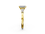 Yellow gold Emerald Cut Diamond Solitaire Ring with Tapered Baguette Accents and Four-Prong Setting_104