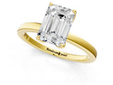 Yellow gold Emerald Cut Diamond Solitaire Ring with Thin Band and Prong Setting_13