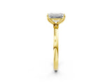 Yellow gold Emerald Cut Diamond Solitaire Ring with Thin Band and Prong Setting_14