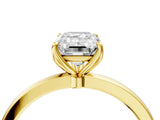 Yellow gold Emerald Cut Diamond Solitaire Ring with Thin Band and Prong Setting_16