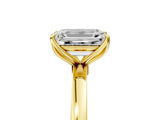 Yellow gold Emerald Cut Diamond Solitaire Ring with Thin Band and Prong Setting_17