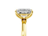Yellow gold Emerald Cut Diamond Solitaire Ring with Thin Band and Prong Setting_29