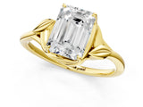 Yellow gold Emerald Cut Diamond Solitaire Ring with Twist Band and Four-Prong Setting_73