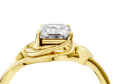 Yellow gold Emerald Cut Diamond Solitaire Ring with Twist Band and Four-Prong Setting_76