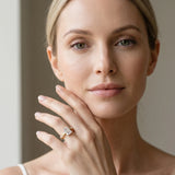 Yellow gold Emerald Cut Diamond Solitaire Ring with Twisted Band and Pavé Accents_35