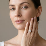 Yellow gold Emerald Cut Diamond Solitaire Ring with U-Prong Diamond Band and Four Prong Setting_12