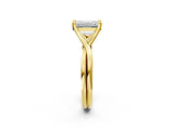 Yellow gold Emerald Cut Diamond Solitaire Twist Band Prong Setting Ring_57