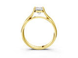 Yellow gold Emerald Cut Diamond Solitaire Twist Band Prong Setting Ring_58