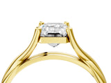 Yellow gold Emerald Cut Diamond Solitaire Twist Band Prong Setting Ring_59