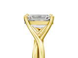 Yellow gold Emerald Cut Diamond Solitaire Twist Band Prong Setting Ring_60