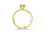 Yellow gold Emerald Cut Diamond Solitaire with Pave Band and Four-Prong Setting 3