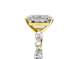 Yellow gold Emerald Cut Diamond Solitaire with Side Stones on a Pavé Band and Four-Prong Setting_97