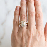 Yellow gold Emerald Cut Diamond Split Shank Halo Ring with Four-Prong Setting_85