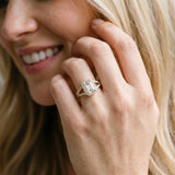 Yellow gold Emerald Cut Diamond Split Shank Halo Ring with Four-Prong Setting_87
