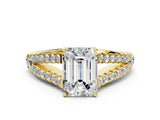 Yellow gold Emerald Cut Diamond Split Shank Pavé Engagement Ring with Four-Prong Setting_62