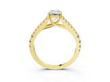 Yellow gold Emerald Cut Diamond Split Shank Pavé Engagement Ring with Four-Prong Setting_65