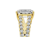 Yellow gold Emerald Cut Diamond Split Shank Pavé Engagement Ring with Four-Prong Setting_67