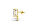 Yellow gold Emerald Cut Diamond Stud Earrings with Round and Oval Accents_53