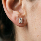 10K Yellow Gold 0.51 Carat E-F VVS-VS Emerald Diamond Stud Earrings