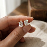 10K Yellow Gold 0.51 Carat E-F VVS-VS Emerald Diamond Stud Earrings
