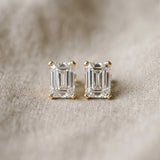 10K Yellow Gold 0.51 Carat E-F VVS-VS Emerald Diamond Stud Earrings