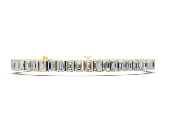 Yellow gold Emerald Cut Diamond Tennis Bracelet with Four-Prong Setting