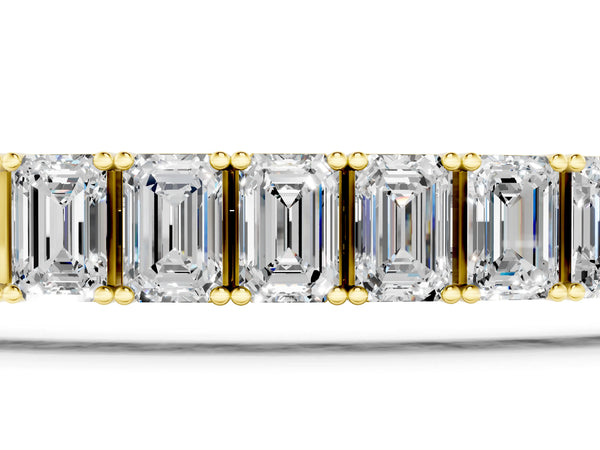 Yellow gold Emerald Cut Diamond Tennis Bracelet with Four-Prong Setting