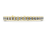Yellow gold Emerald Cut Diamond Tennis Bracelet with Half Bezel Setting_4