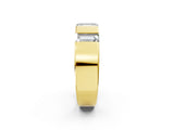Yellow gold Emerald Cut Diamond Three-Stone Mens Ring with Baguette Side Stones_2
