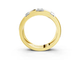 Yellow gold Emerald Cut Diamond Three-Stone Mens Ring with Baguette Side Stones_3