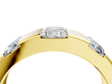 Yellow gold Emerald Cut Diamond Three-Stone Mens Ring with Baguette Side Stones_4