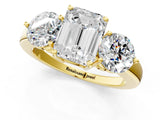 Yellow gold Emerald Cut Diamond Three-Stone Ring with Prong Setting and Classic Band_92