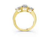 Yellow gold Emerald Cut Diamond Three-Stone Ring with Prong Setting and Classic Band_94