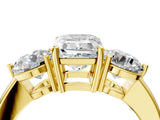 Yellow gold Emerald Cut Diamond Three-Stone Ring with Prong Setting and Classic Band_95
