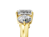Yellow gold Emerald Cut Diamond Three-Stone Ring with Prong Setting and Classic Band_96