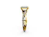 Yellow gold Emerald Cut Diamond Twist Band Solitaire with Prong Setting_56